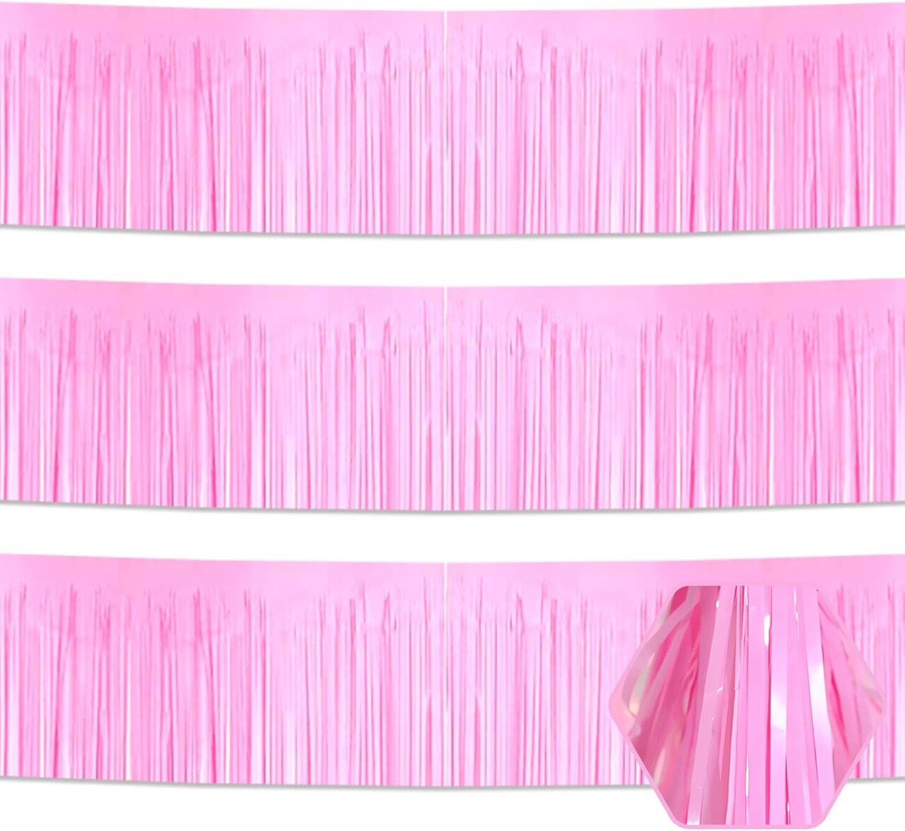 3-Pack Macaron Pink Metallic Fringe Tassel Garland, 10 in – Party & Wedding Decor
